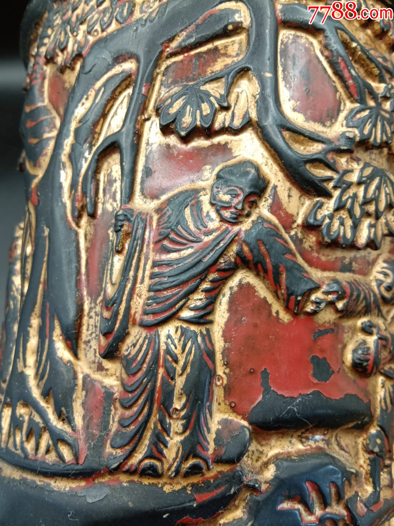 描金人物紫檀筆筒_價格250元_第8張_