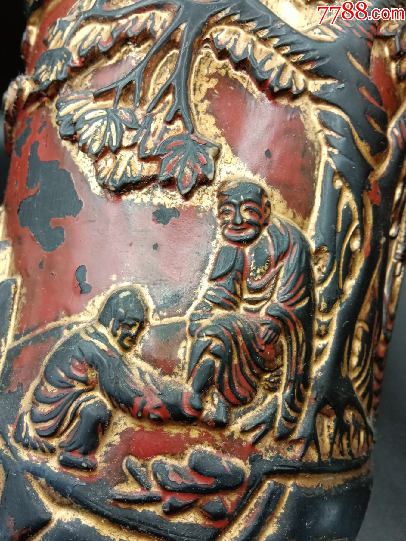 描金人物紫檀筆筒_價格250元_第9張_