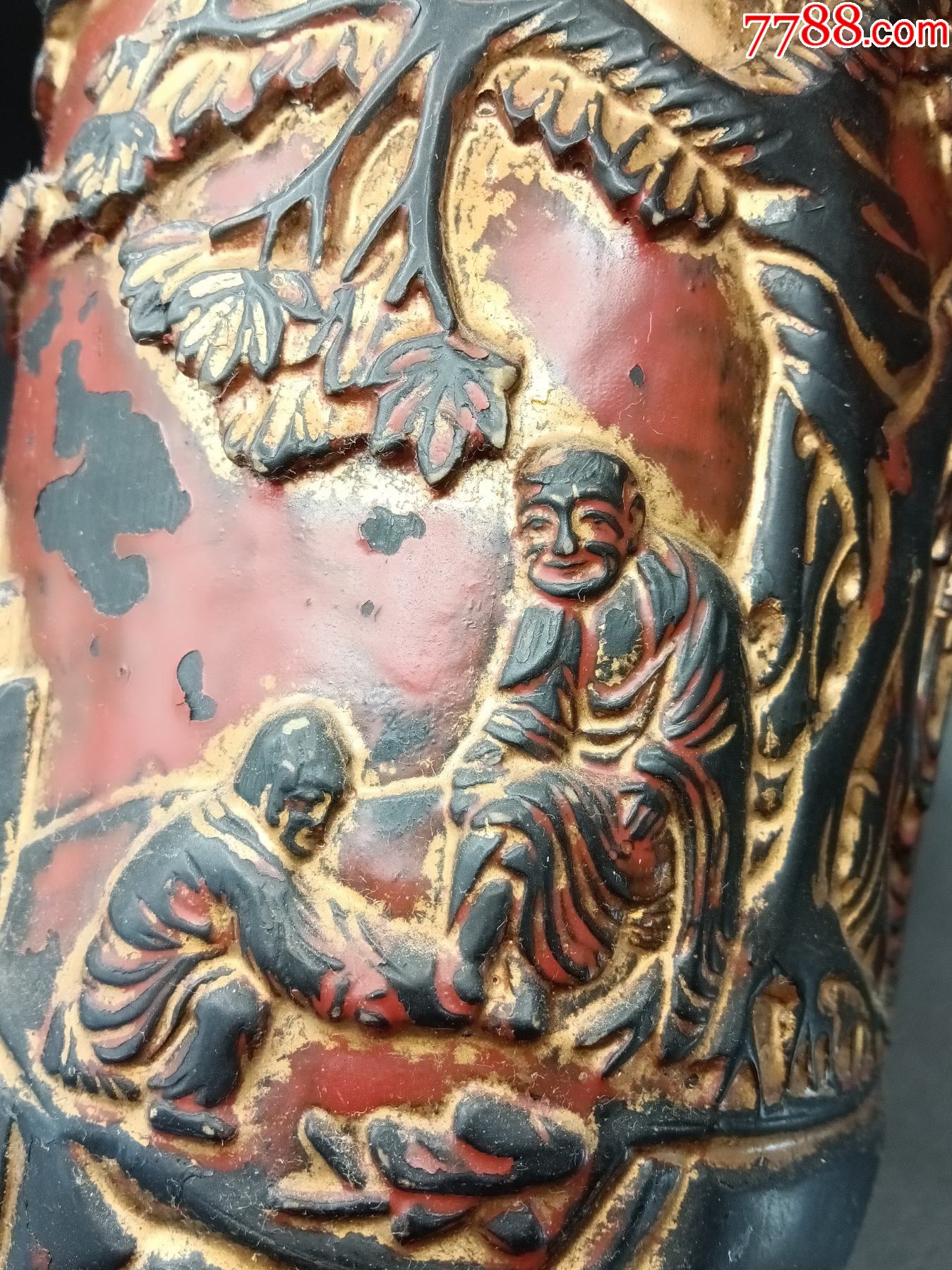 描金人物紫檀筆筒_價格250元_第11張_