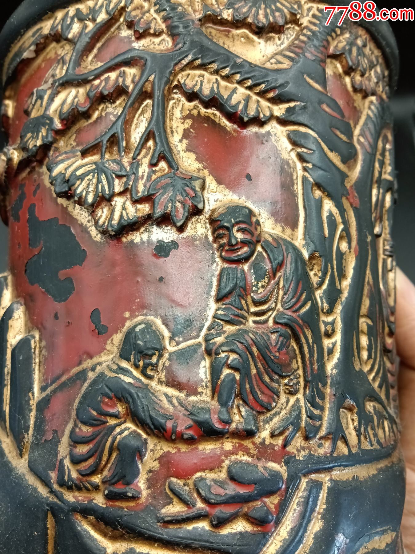 描金人物紫檀筆筒_價格250元_第13張_