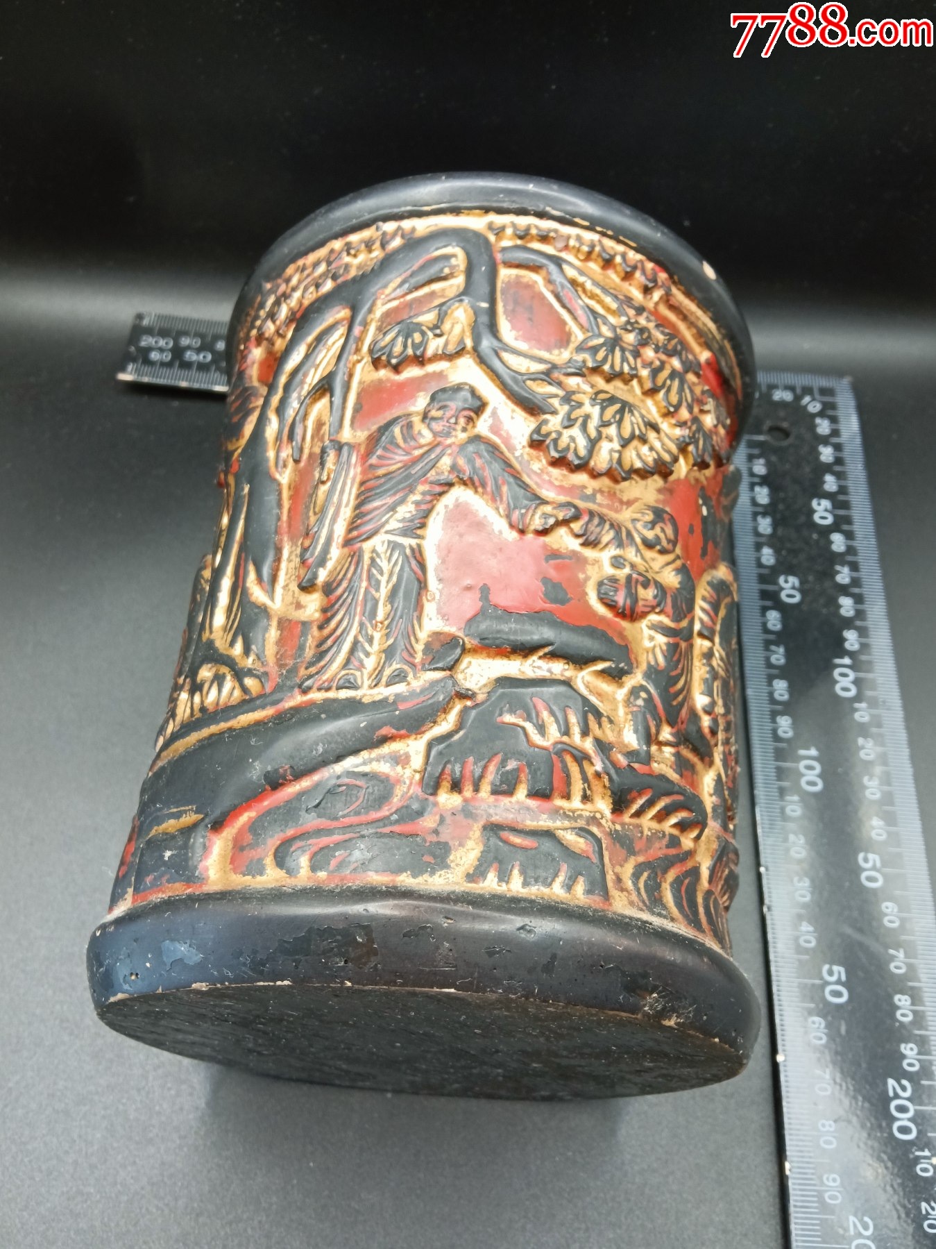 描金人物紫檀筆筒_價格250元_第16張_