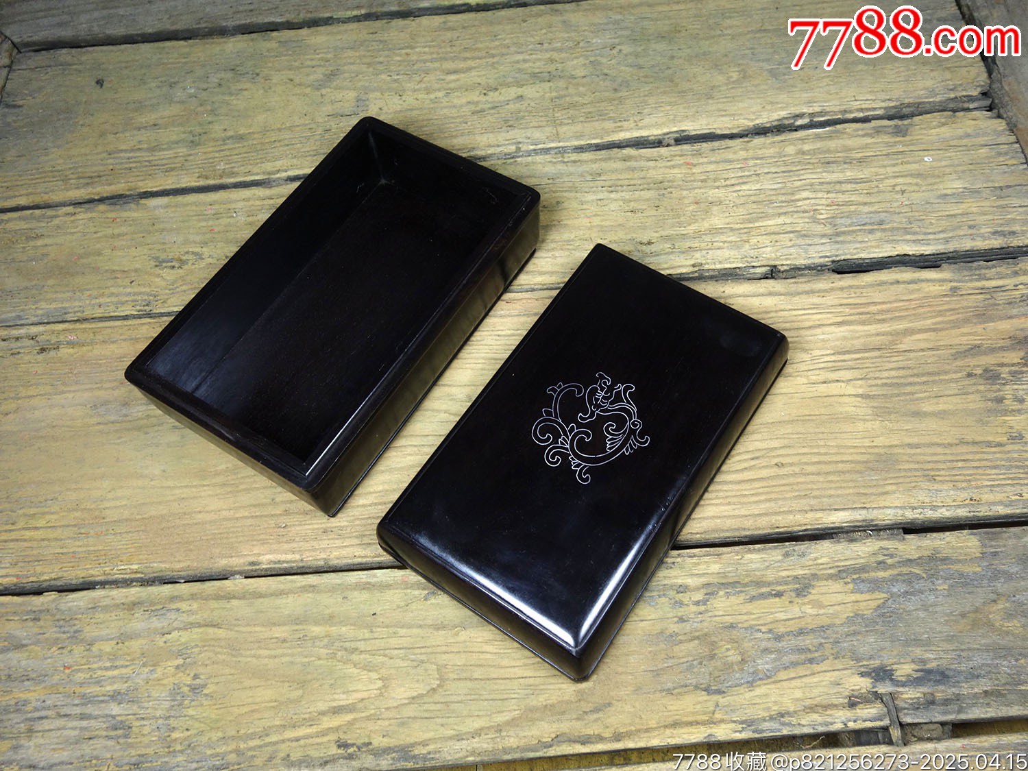 舊藏檀木精工細(xì)作鑲嵌銀絲神龍獻(xiàn)瑞收納盒_價(jià)格499元【子健老貨】_第5張_