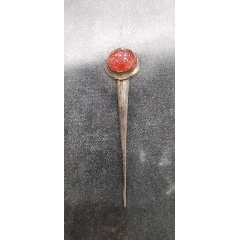 清代中期偏晚銀鎏金嵌紅寶（琉璃）側(cè)髻(zc41005662)_連師主
