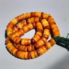 藏傳明代罕見直切紅潤玉化tt骨老靈骨念珠