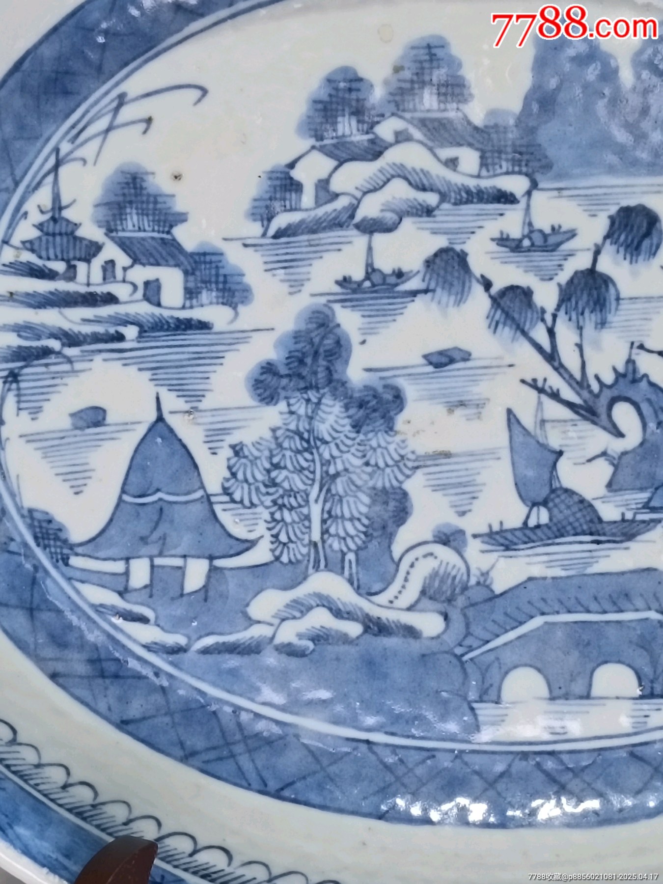 大尺寸清乾隆青花山水圖大盤_價格871元_第6張_