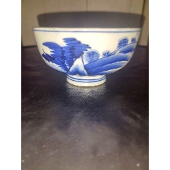 老青花山水紋琬完好品佳！