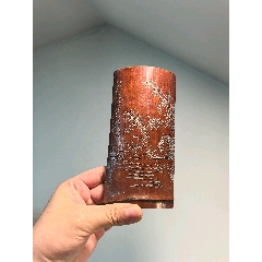 老竹雕雙面詩(shī)文臂擱鎮(zhèn)紙擺件(zc41031652)_蘭馨堂古玩收藏藝術(shù)