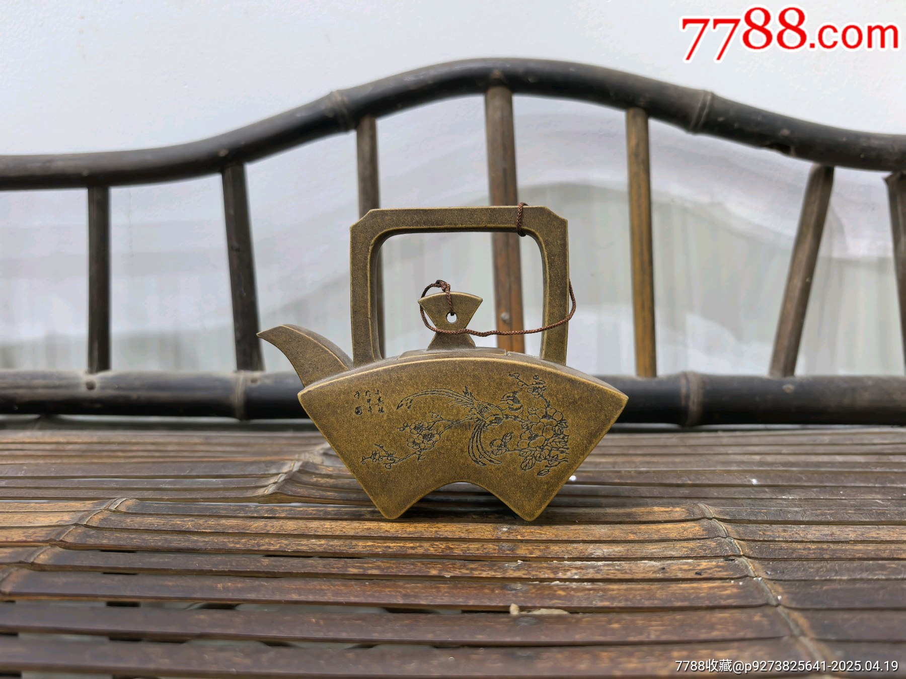 老紫砂段泥手工提梁扇形花鳥詩(shī)文文氣紫砂壺_價(jià)格241元【蘭馨堂古玩收藏藝術(shù)】_第3張_