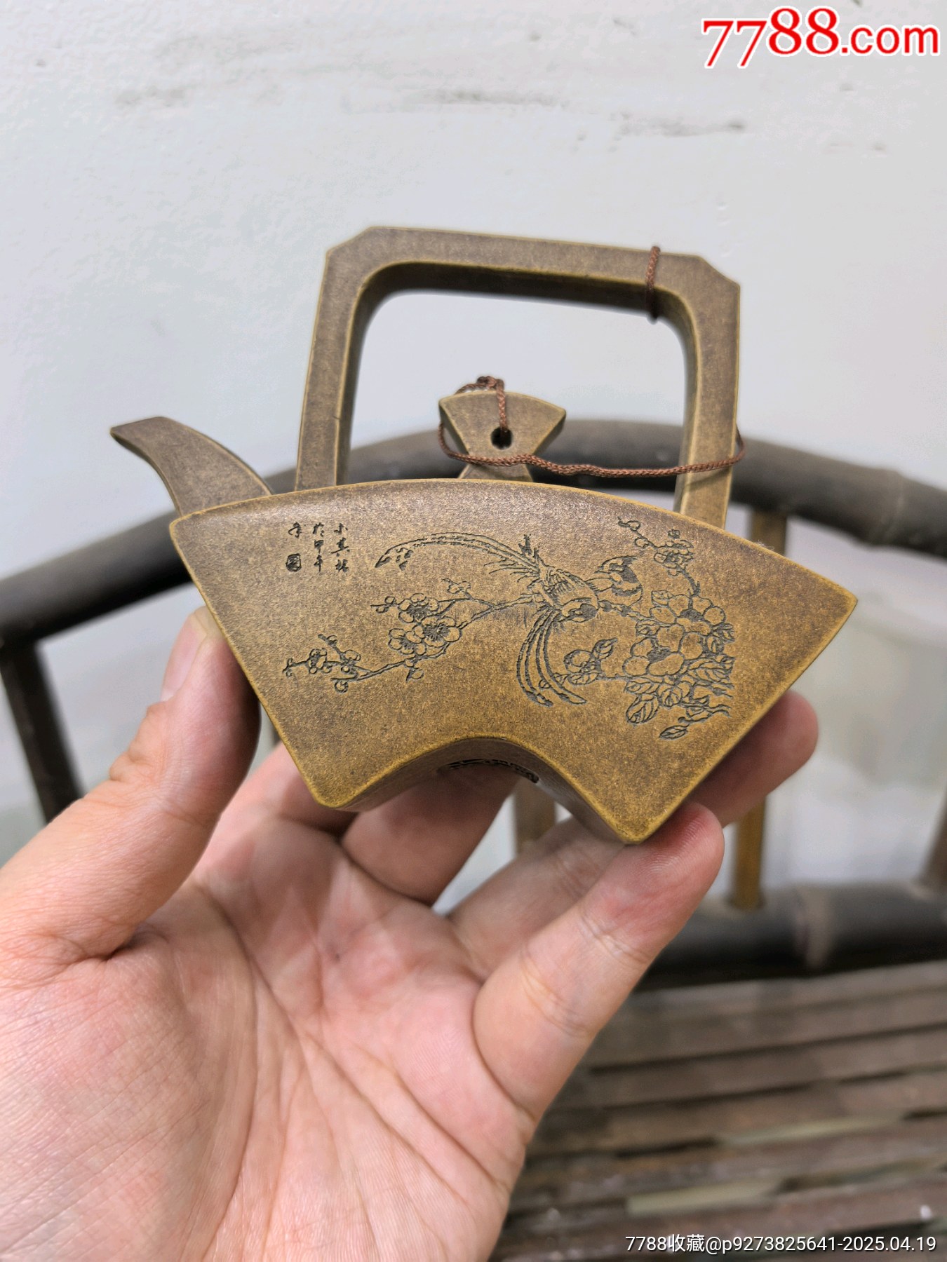 老紫砂段泥手工提梁扇形花鳥詩(shī)文文氣紫砂壺_價(jià)格241元【蘭馨堂古玩收藏藝術(shù)】_第5張_