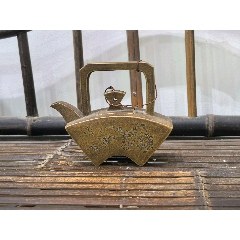 老紫砂段泥手工提梁扇形花鳥詩(shī)文文氣紫砂壺(zc41031713)_蘭馨堂古玩收藏藝術(shù)