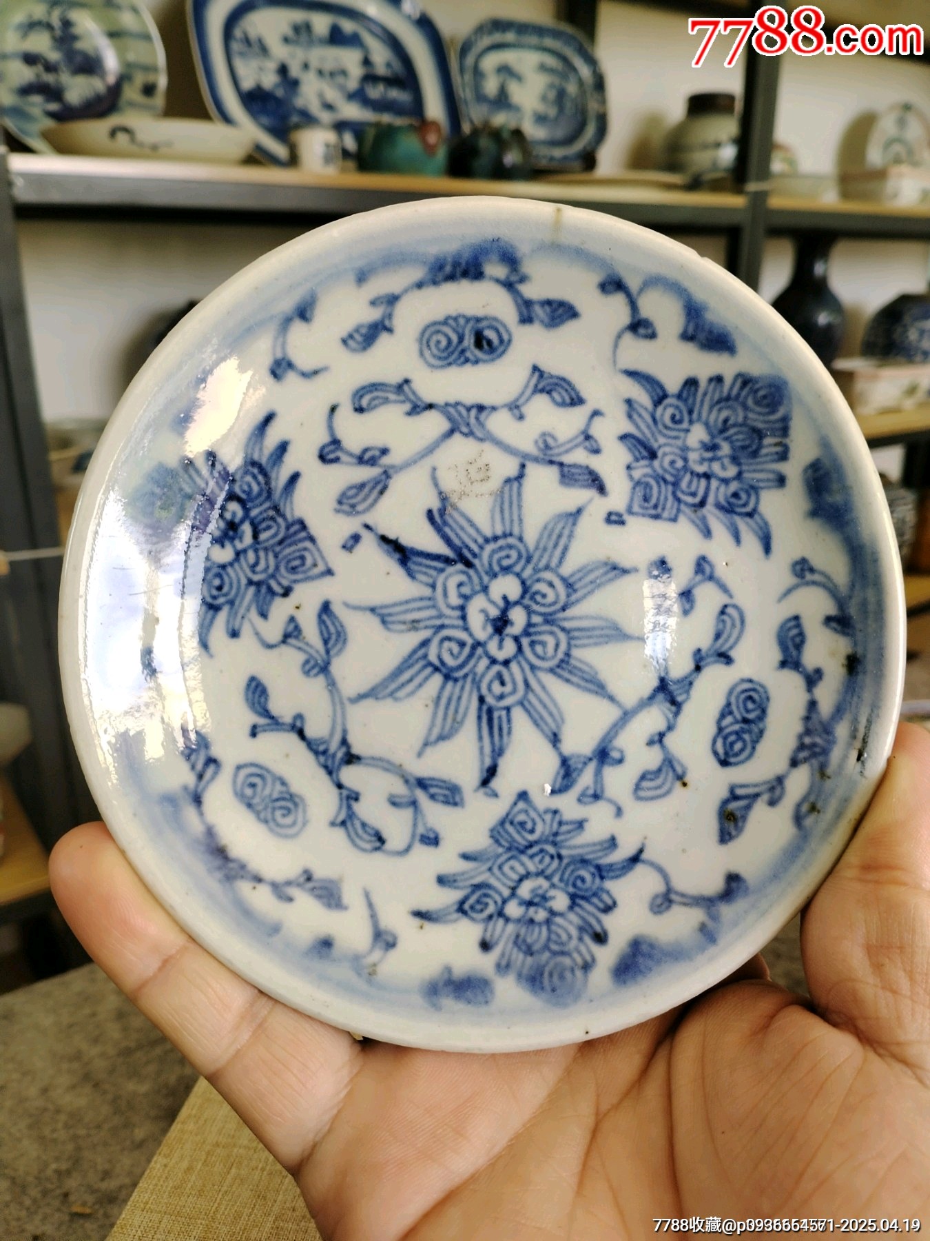 （全品）清中期道光青花纏枝蓮花卉盤品相如圖全品尺寸直徑14cm_價格148元_第1張_