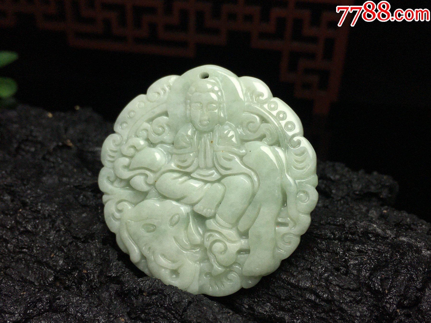 XA03天然翡翠A貨淡綠生肖龍蛇守護(hù)神普賢菩薩吊墜_價(jià)格1元_第5張_