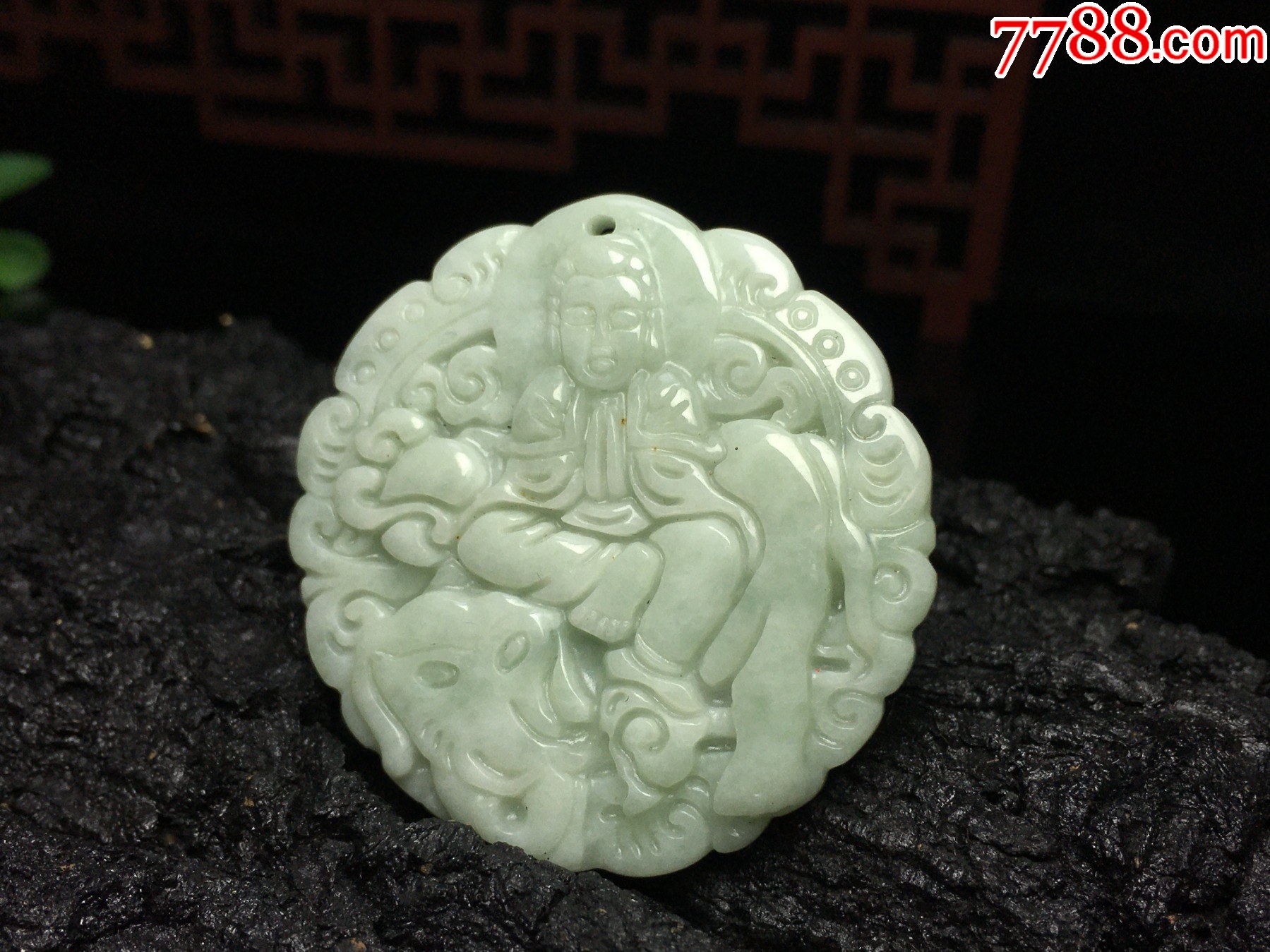 XA03天然翡翠A貨淡綠生肖龍蛇守護(hù)神普賢菩薩吊墜_價(jià)格1元_第6張_
