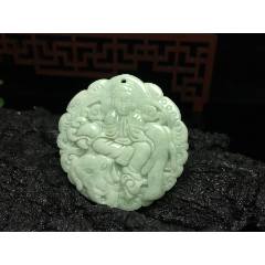 XA03天然翡翠A貨淡綠生肖龍蛇守護(hù)神普賢菩薩吊墜(au41047389)_7788收藏__收藏?zé)峋€