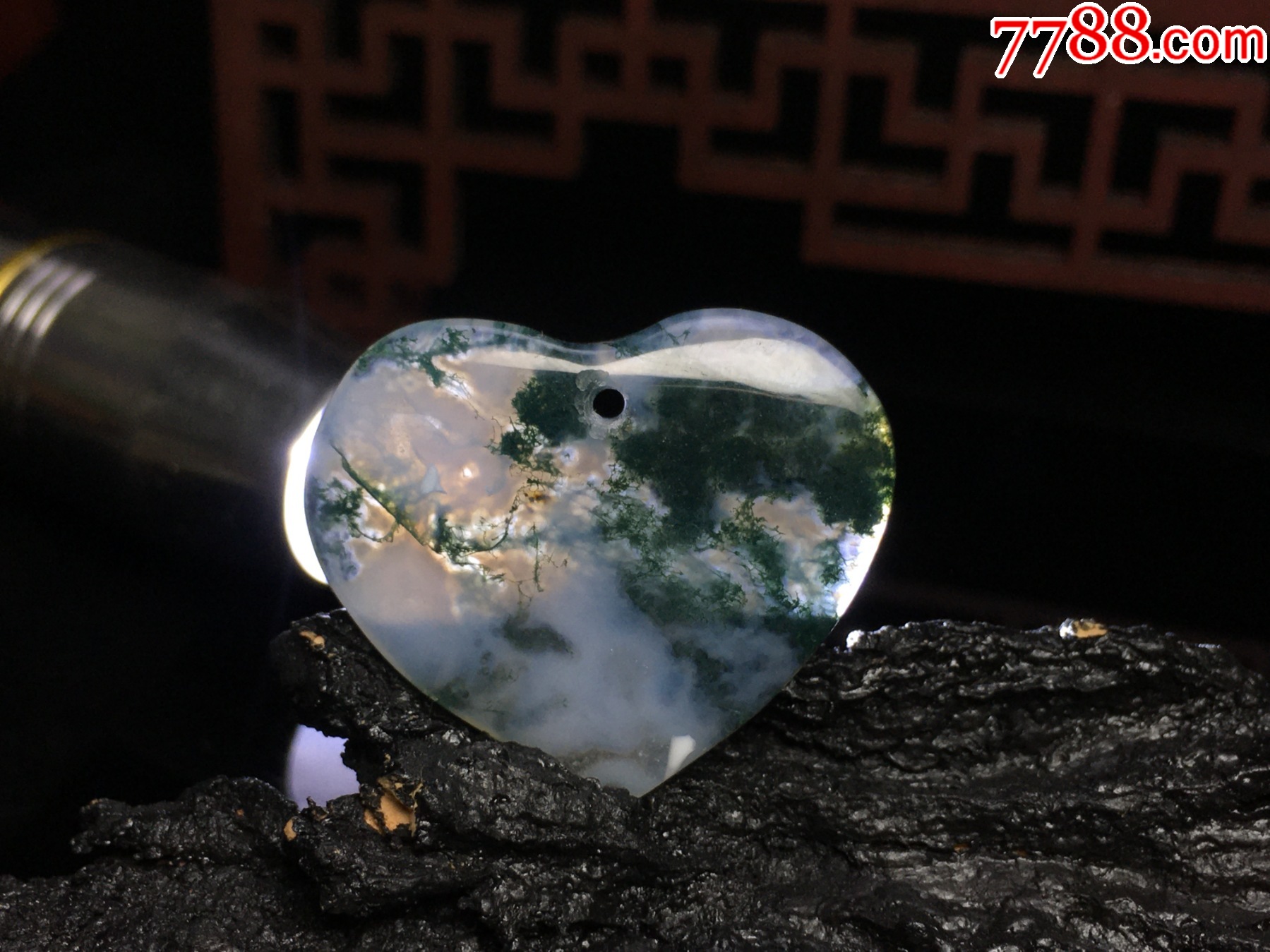 XA05別致水草瑪瑙精致心形吊墜_價格1元_第1張_
