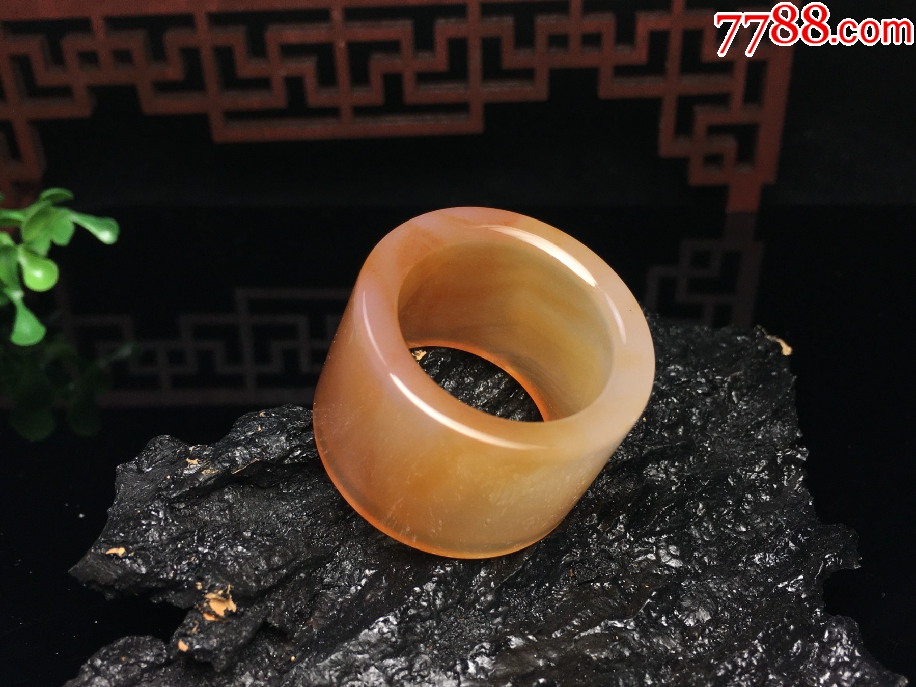 XA09暖橙色瑪瑙大氣寬版玉扳指_價格39元_第1張_