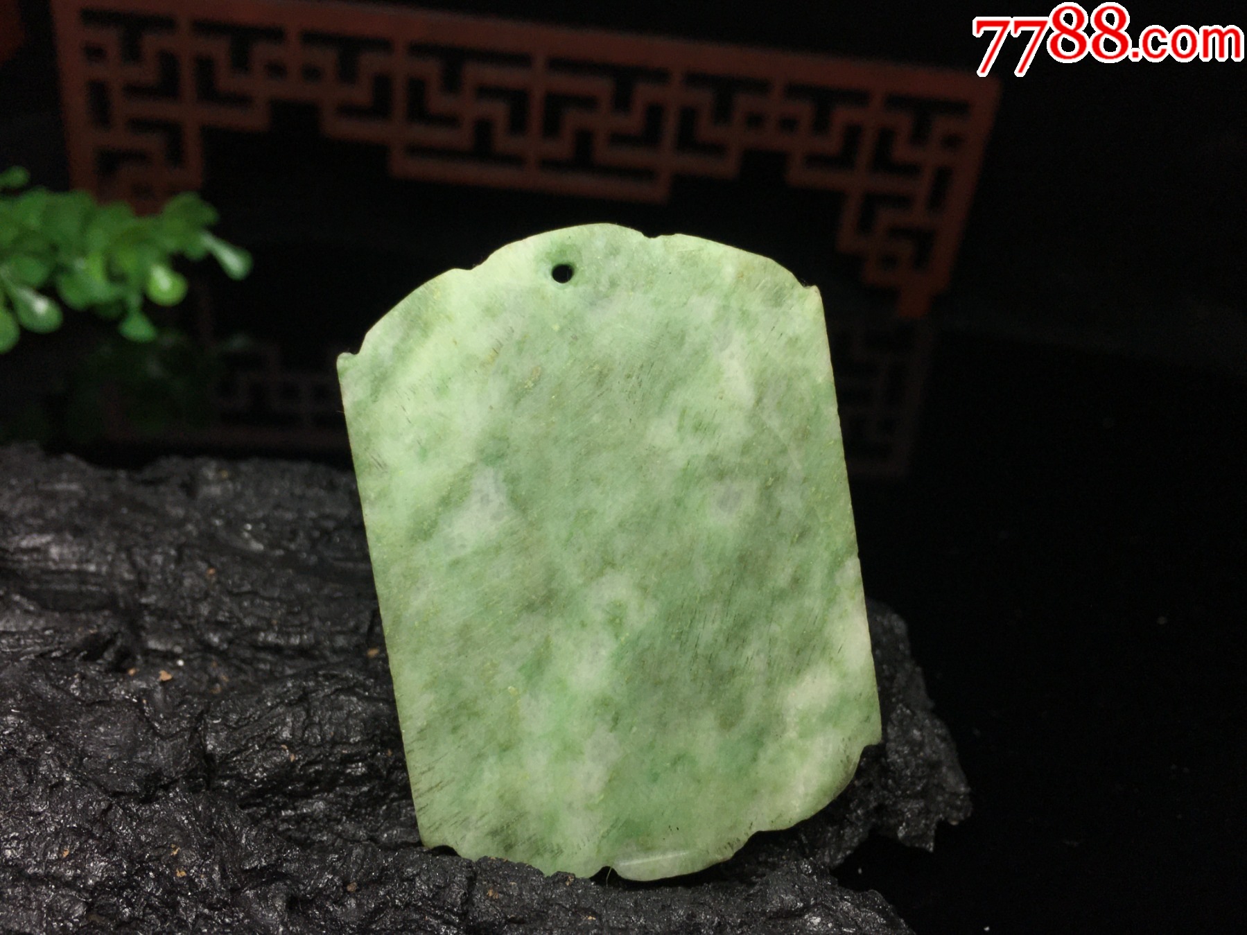 XA20天然綠白獨玉連年有余荷葉鯉魚兒玉牌掛件_價格1元_第6張_