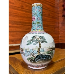 解放初567年代景德鎮(zhèn)粉彩山水天球瓶，七十年代，五六七瓷，茶壺茶盤茶杯，解放初期