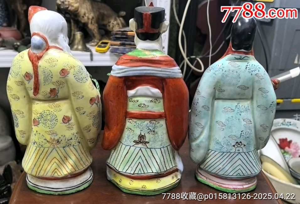 解放初567景德鎮(zhèn)雕塑瓷福祿壽星一套，開臉一流，做工精細(xì)，，尺寸：25厘米左右，_價(jià)格393元_第5張_