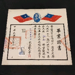 私立建國(guó)中學(xué)校長(zhǎng)歐克華簽發(fā)畢業(yè)證書(shū)孫文頭像紀(jì)念(zc41062251)