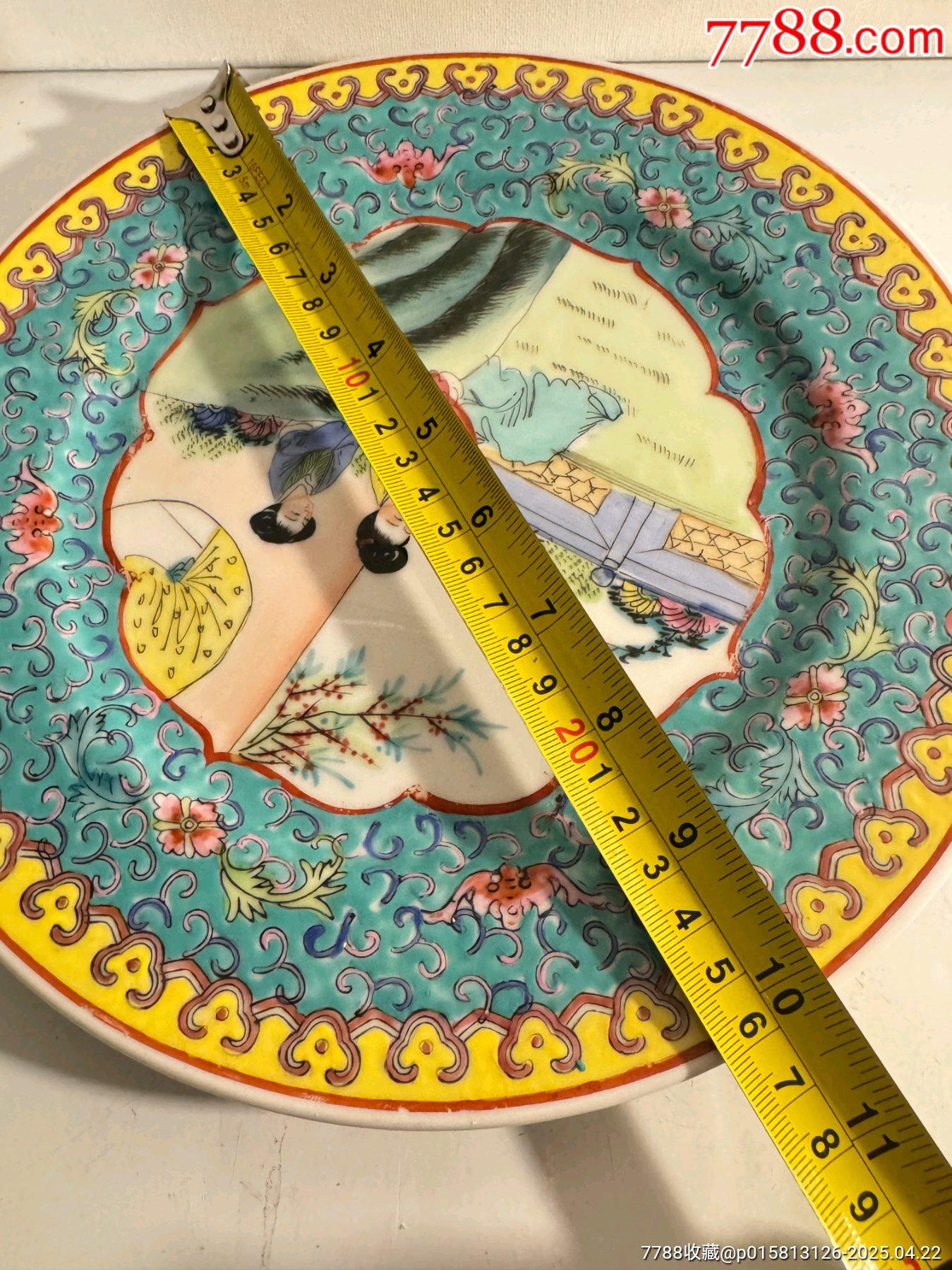 解放初50年代藝術(shù)瓷廠細(xì)路粉彩人物大賞盤尺寸：26厘米品相：，全品，無磕無碰_價(jià)格540元_第7張_