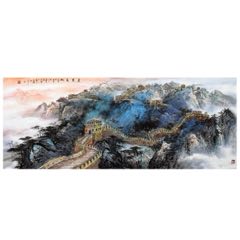 字畫山水手繪真跡李建文是尺精品180x70收藏