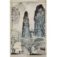 白雪石（款）漓江魚歸紙本立軸62x42cm
