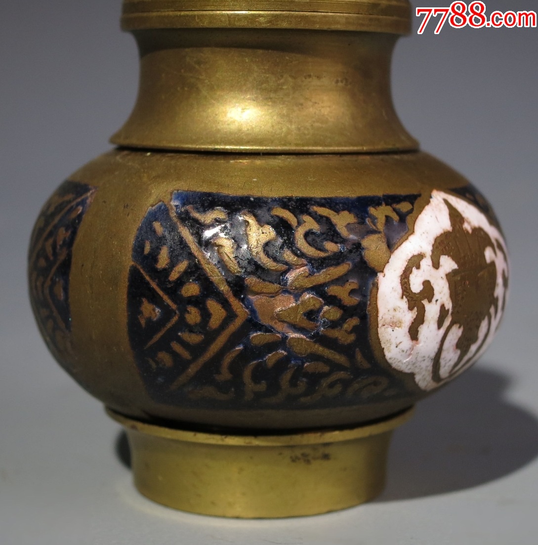 19世紀(jì)：琺瑯帶圖案銅瓶！_價格268元_第8張_