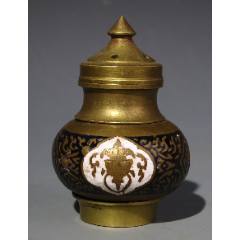 19世紀(jì)：琺瑯帶圖案銅瓶！(au41074960)