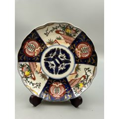 手繪蟠桃花紋大賞盤，全品