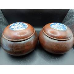 舊藏海南黃花梨天然牛毛紋圍棋罐一對_
