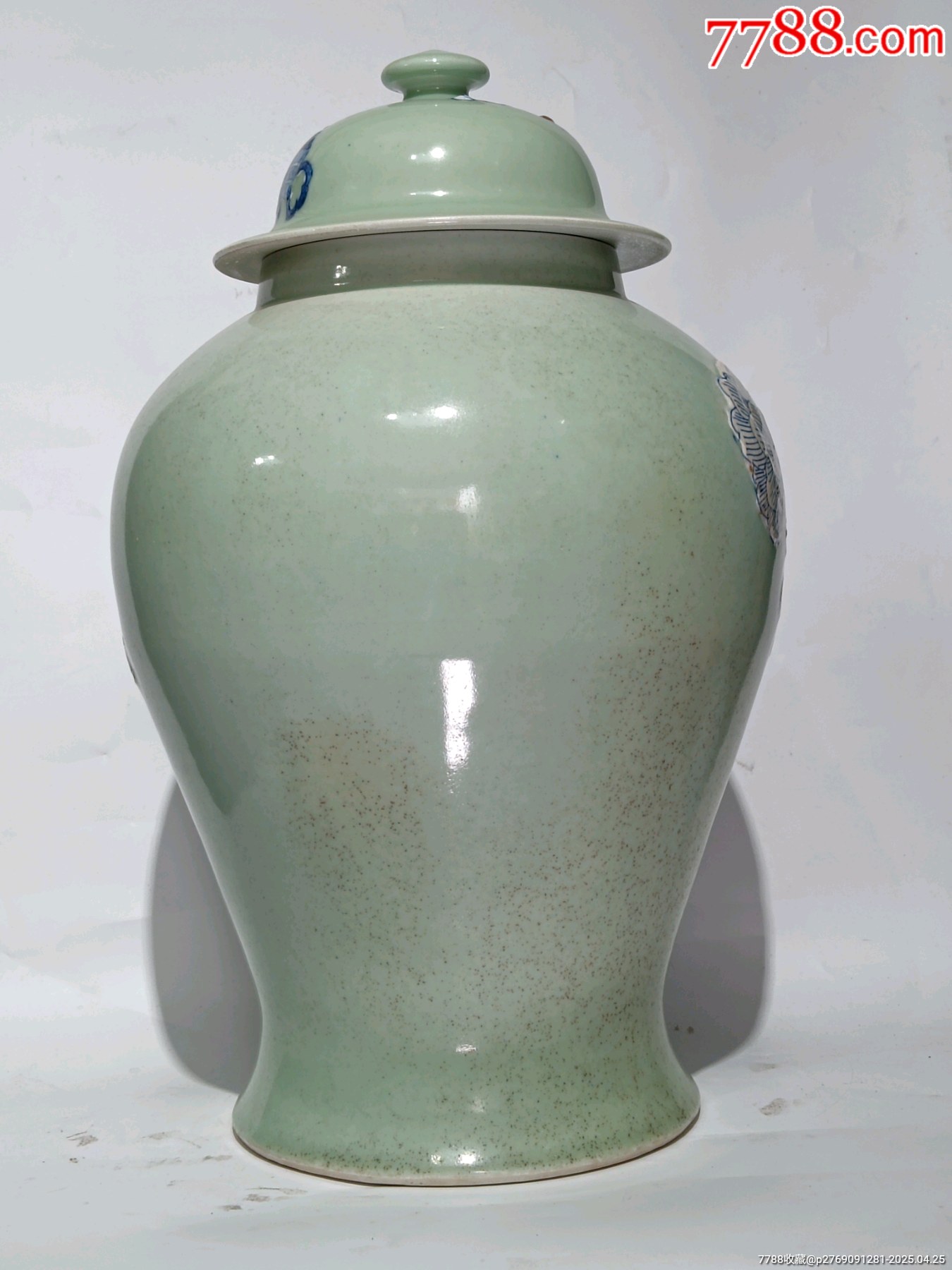 晚清豆青地堆白青花鳳凰牡丹圖將軍罐_價格4465元_第6張_