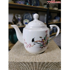 （全品）解放初567粉彩花鳥茶壺品相如圖全品尺寸高10cm壺嘴到手把長15cm