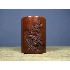 舊藏老竹雕精工雕刻荷趣筆筒尺寸：長(zhǎng)8cm寬8cm高11c-￥188 元_竹雕筆筒_7788網(wǎng)