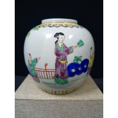 （全美品）民國(guó)時(shí)期粉彩三娘教子罐尺寸：高12.5cm品相：全美品(zc41117840)
