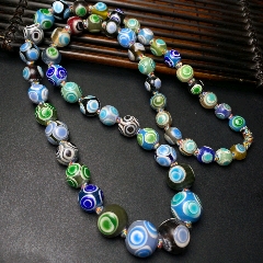 回流老琉璃多寶蜻蜓眼佛珠項鏈