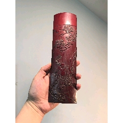 精品名家竹雕劉海戲金蟾臂擱茶則擺件_