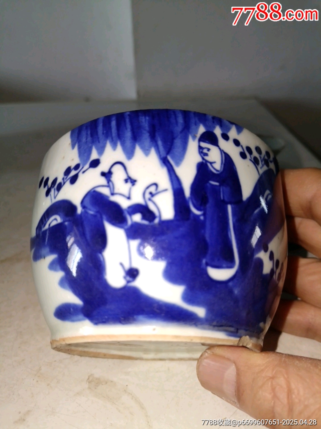 清代王羲之愛鵝人鉤題材青花老蓋碗_價格27元_第2張_