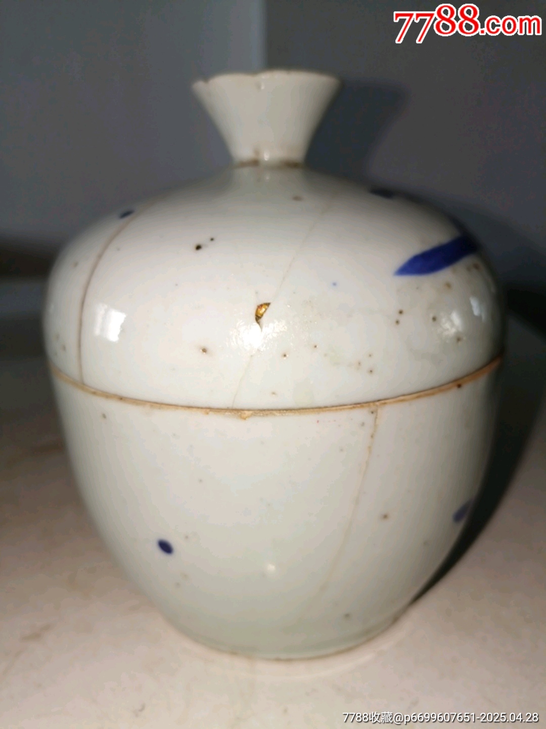 清代王羲之愛鵝人鉤題材青花老蓋碗_價格27元_第6張_