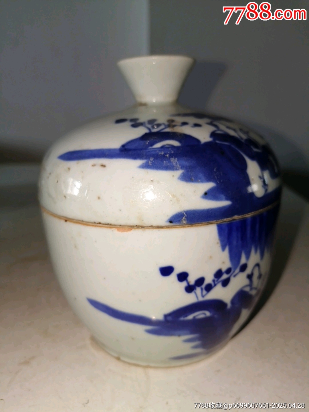 清代王羲之愛鵝人鉤題材青花老蓋碗_價格27元_第7張_