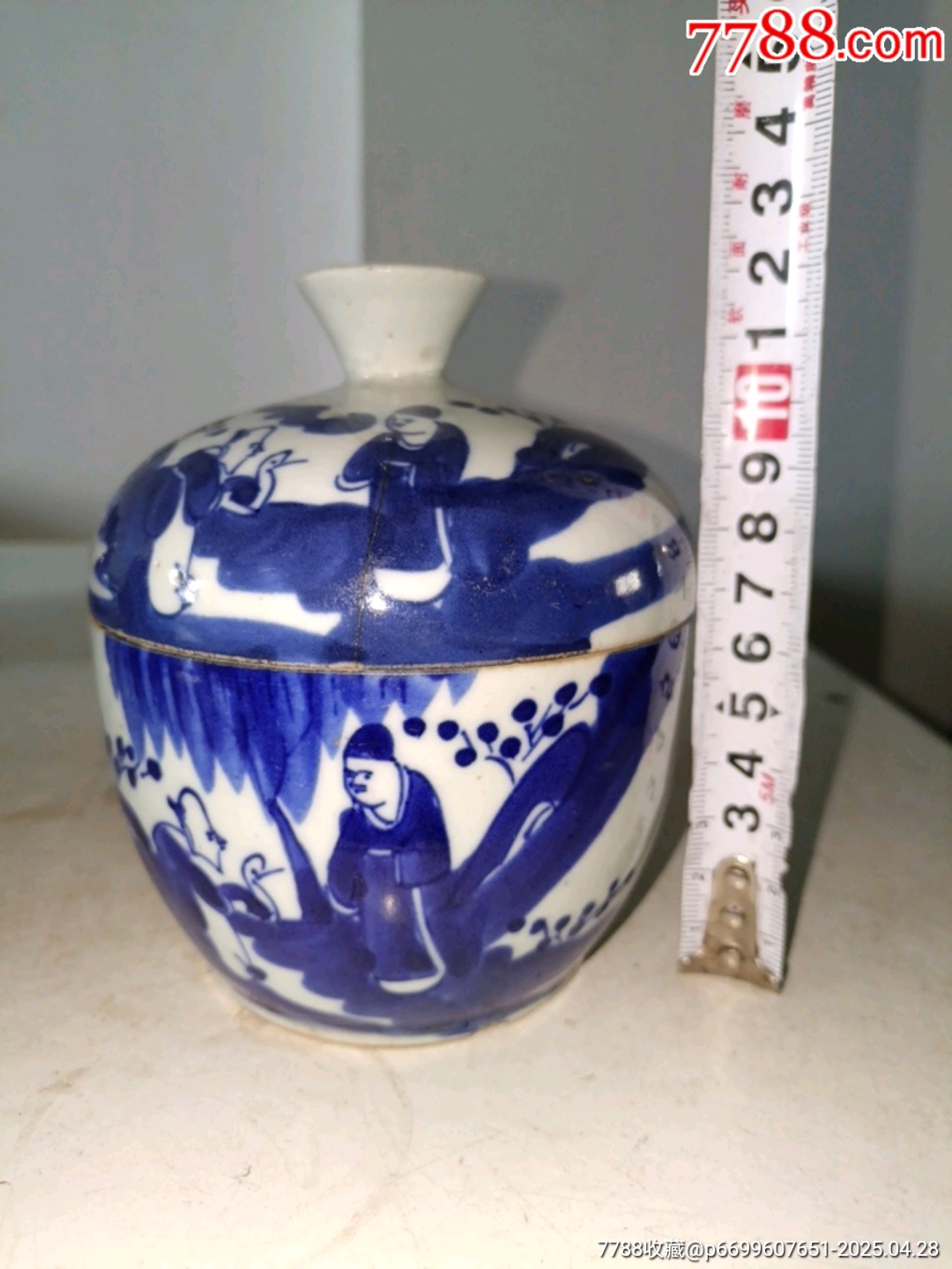 清代王羲之愛鵝人鉤題材青花老蓋碗_價格27元_第10張_