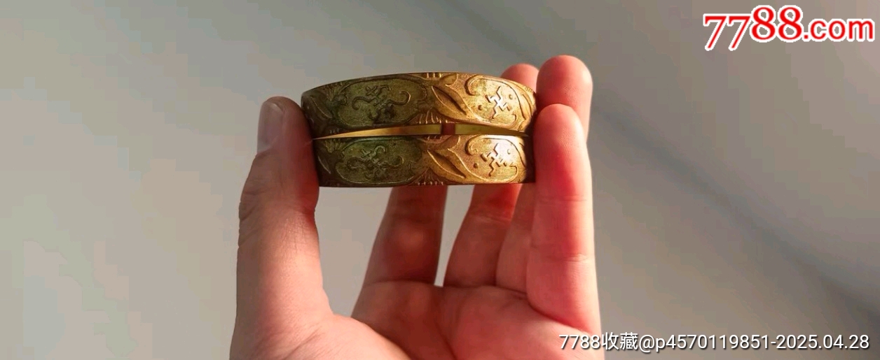 清代銅鎏金浮雕花卉萬壽紋手鐲一對包老_價格727元【蘭馨堂古玩收藏藝術】_第2張_