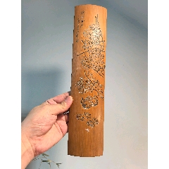 老竹雕臂擱鎮(zhèn)紙案頭擺件秋耀金萍_