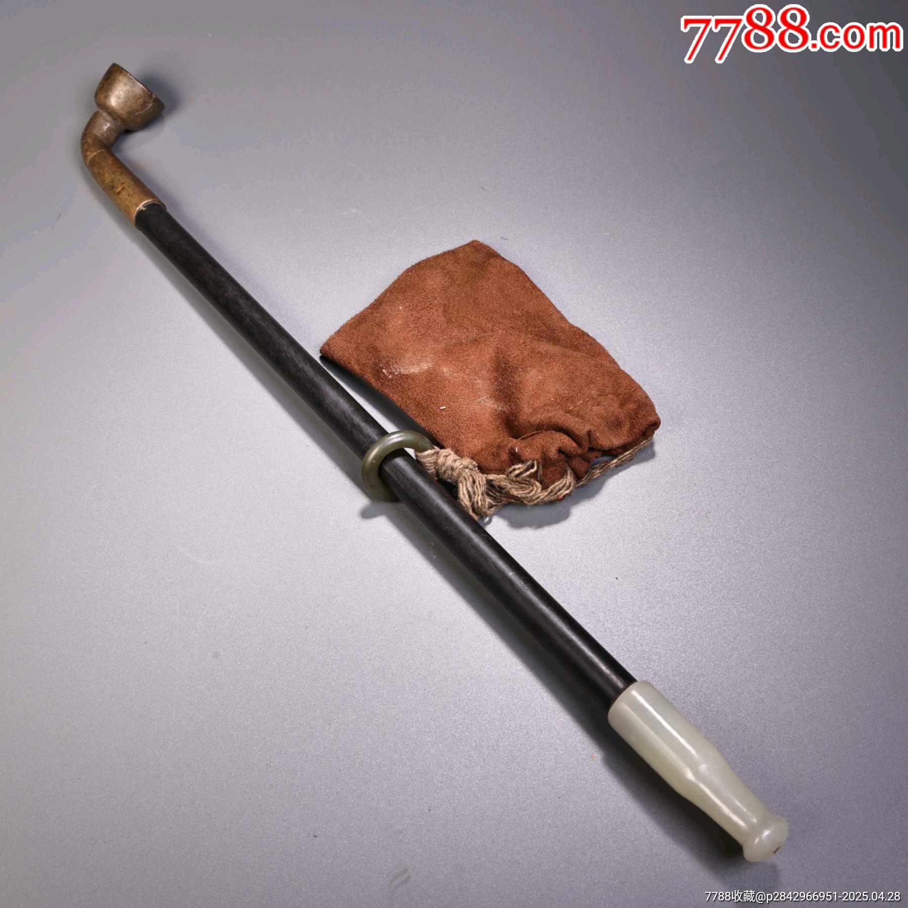 珍品旧藏收老檀木和田玉头旱烟袋工艺精湛款式精美重90克长35厘米-价格:399元-au41131150-烟杆/烟枪/烟锅 -加价-7788收藏 ...