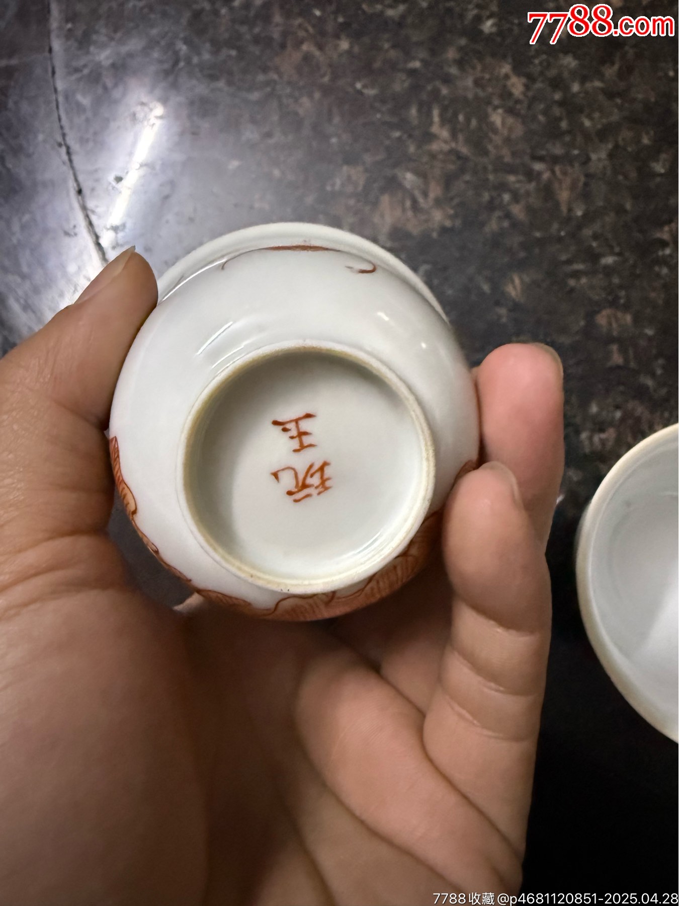 早期老景德鎮(zhèn)手繪人物主人杯一對(duì)，畫功精湛，完整_價(jià)格58元_第5張_