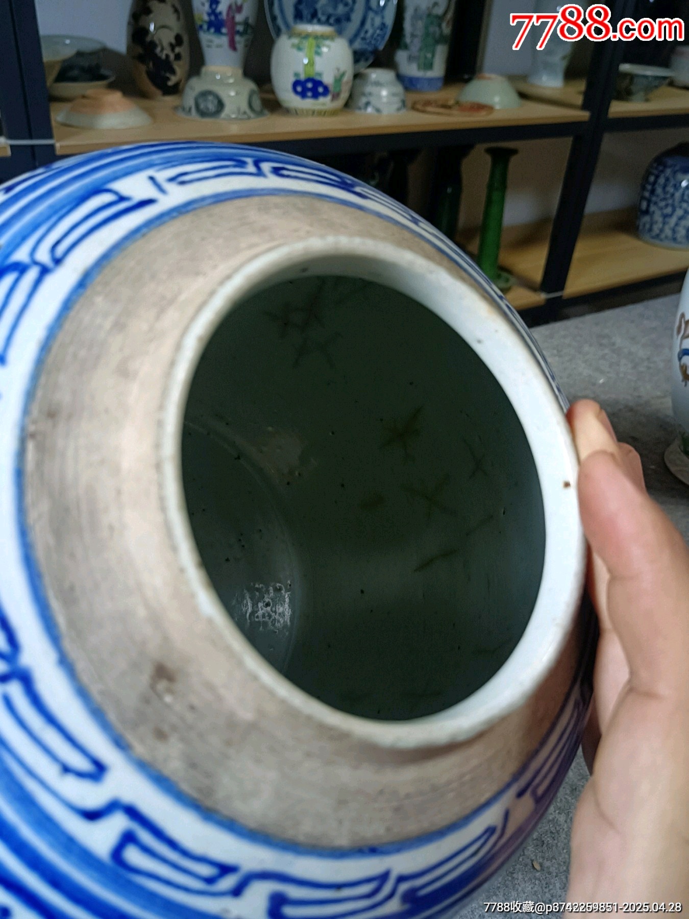 （全品）晚清時期青花三喜大罐尺寸：直徑約22厘米高約23厘米品相：全品，品相如圖_價格121元_第6張_