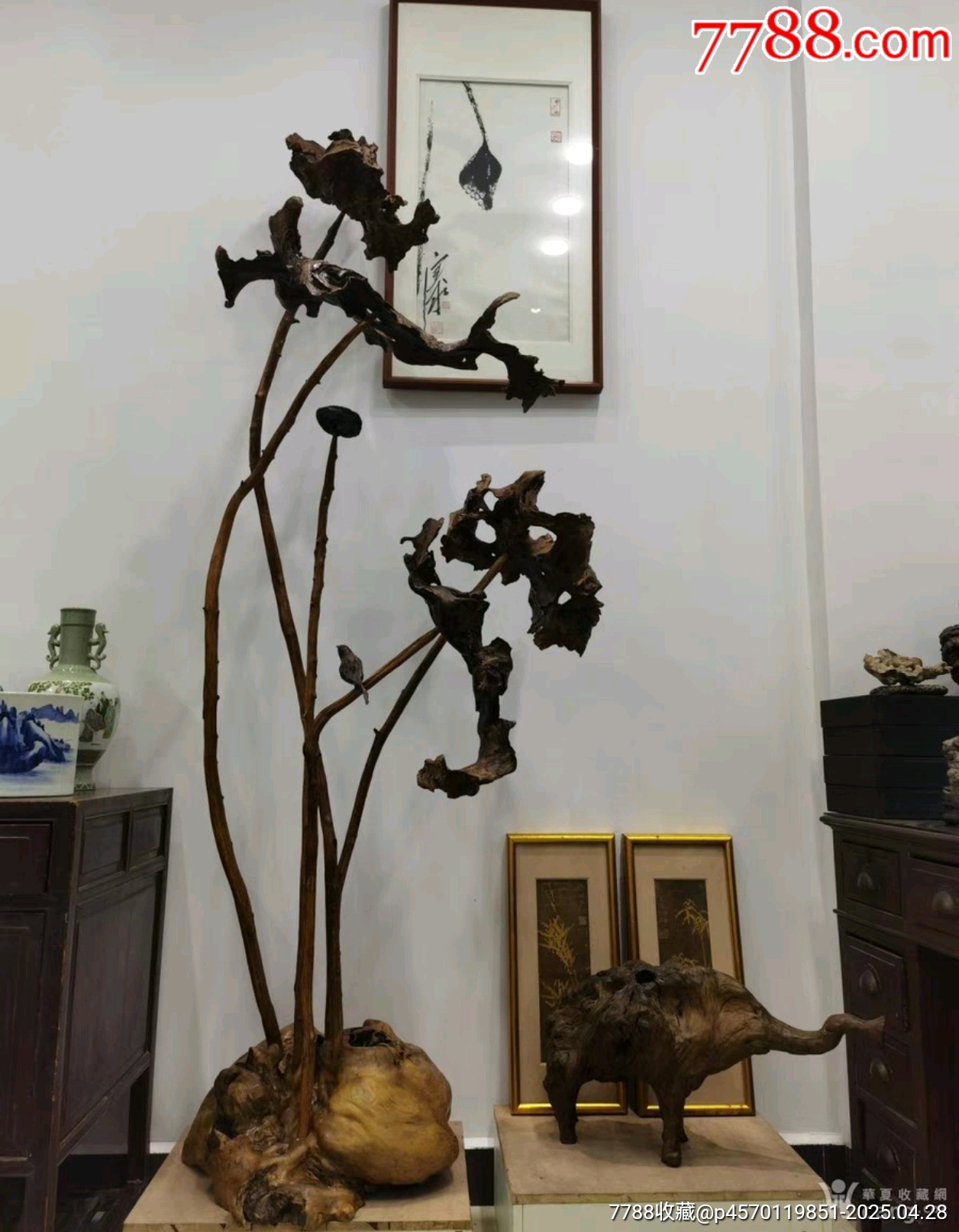 根雕根作荷葉大擺件_價(jià)格5916元【蘭馨堂古玩收藏藝術(shù)】_第2張_