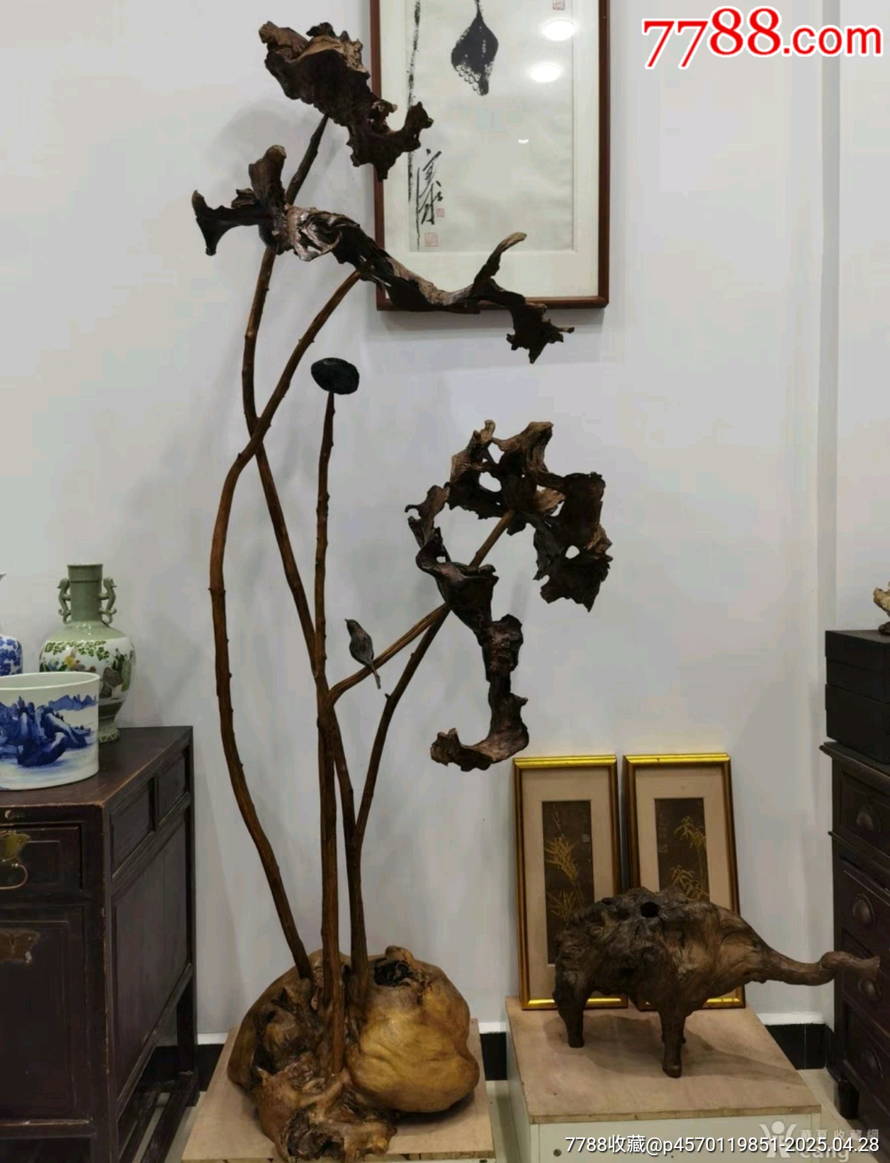 根雕根作荷葉大擺件_價(jià)格5916元【蘭馨堂古玩收藏藝術(shù)】_第7張_