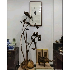 根雕根作荷葉大擺件_