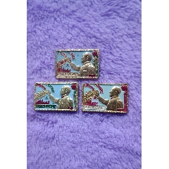 三枚精品彩色毛主席接見像章